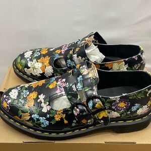 NEW Dr Martens Darcy Floral Mary Janes 9 Black Shoes Cottagecore Artsy Docs Camp